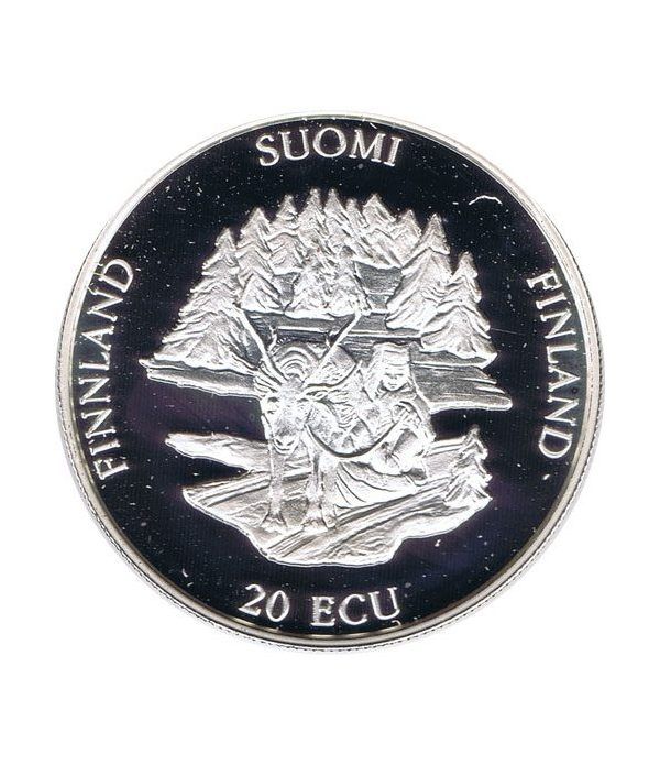 Moneda de plata 20 Ecu Finlandia 1994 Rovaniemi.