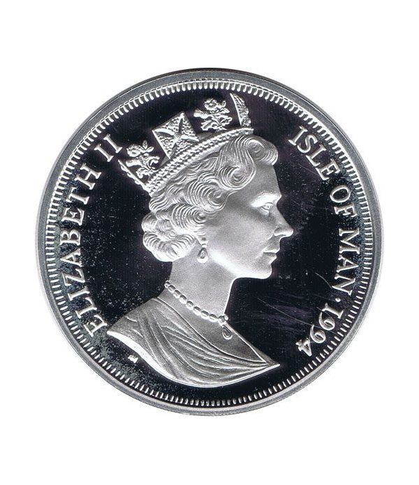 Moneda de plata 25 ecus Isla de Man 1994. Estuche  - 2