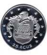 Moneda de plata 25 ecus Isla de Man 1994. Estuche