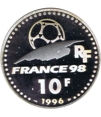 Moneda de plata 10 Francos Francia 1996. Mundial 98 Futbol ideal