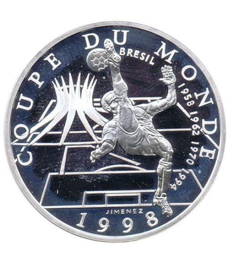 Moneda de plata 10 Francos Francia 1998. Mundial 98 Brasil