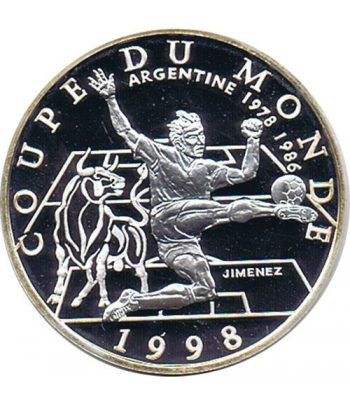 Moneda de plata 10 Francos Francia 1997. Mundial 98 Argentina