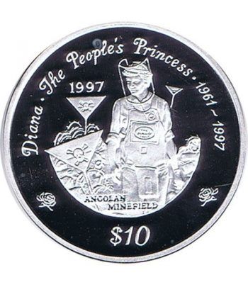 Moneda de plata 10 Dollars Liberia 1997 Princesa Diana.  - 1