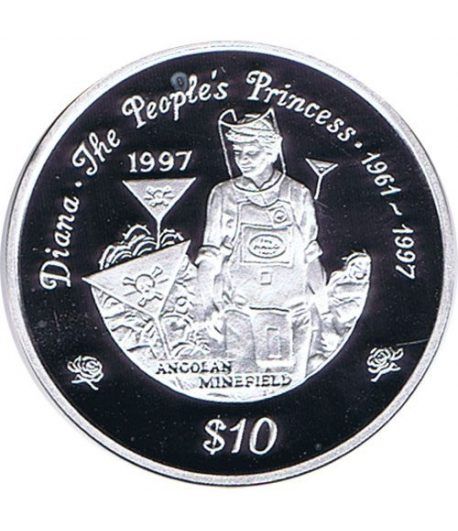 Moneda de plata 10 Dollars Liberia 1997 Princesa Diana.