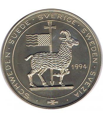 Moneda 5 Ecu Suecia 1994 Barco. Cuproníquel.