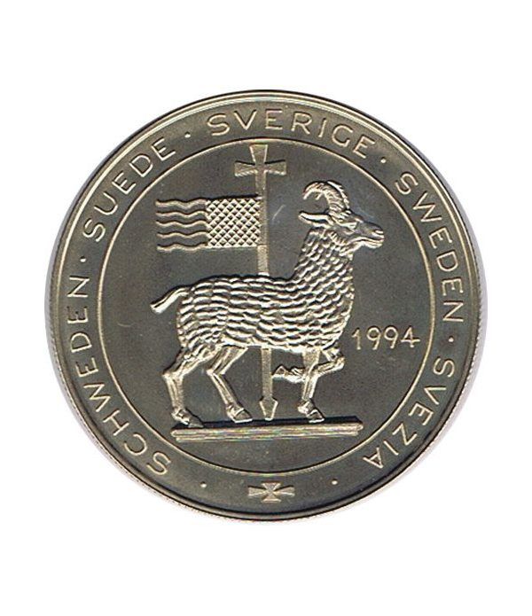 Moneda 5 Ecu Suecia 1994 Barco. Cuproníquel.  - 2