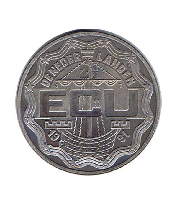 Moneda 2.5 ECU de Holanda 1991 Vierdaagse Nijmegen. Niquel.