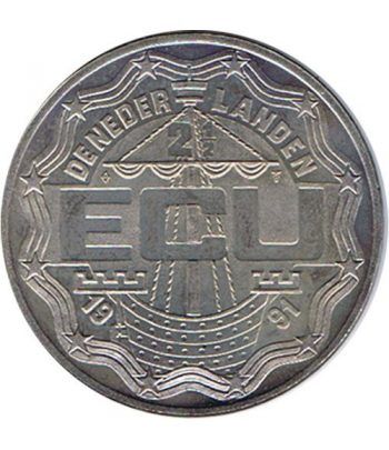 Moneda 2.5 ECU de Holanda 1991 Arnhem. Níquel.