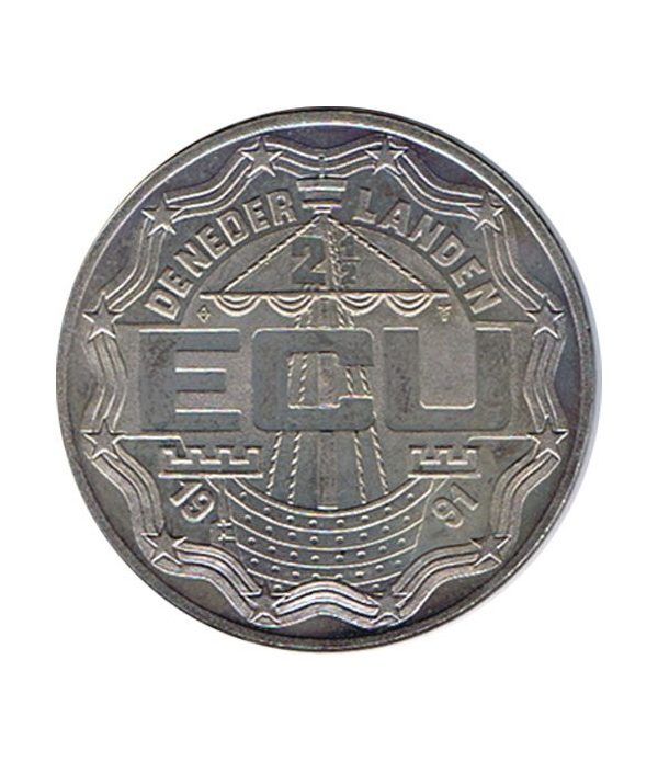Moneda 2.5 ECU de Holanda 1991 Arnhem. Níquel.