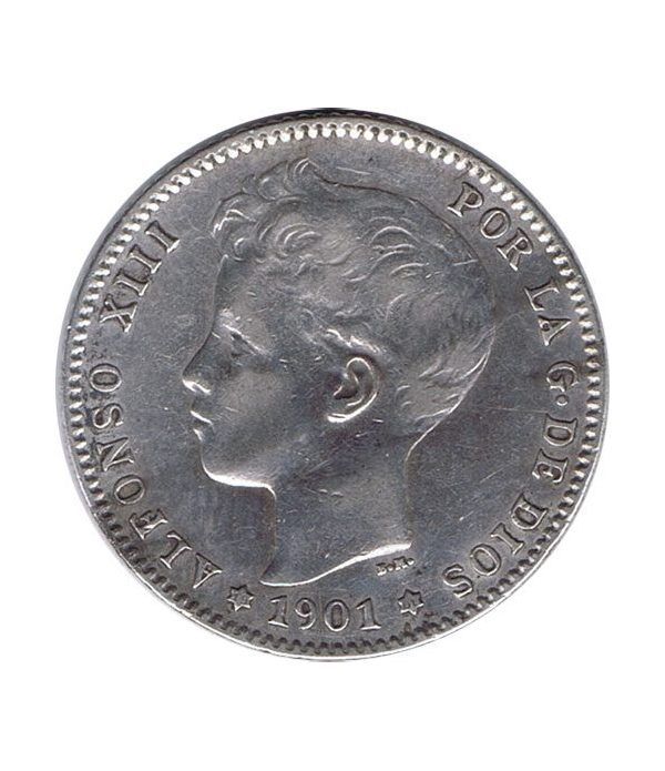 1 Peseta Plata 1901 *01 Alfonso XIII SM V.