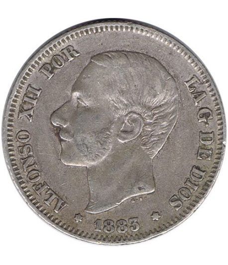 2 Pesetas Plata 1883 *83 Alfonso XII MS M.