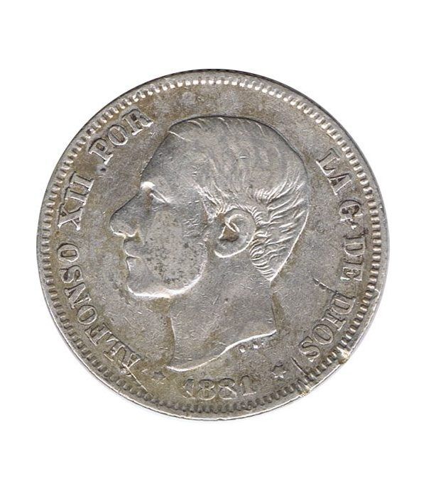 2 Pesetas Plata 1881 *81 Alfonso XII MS M.