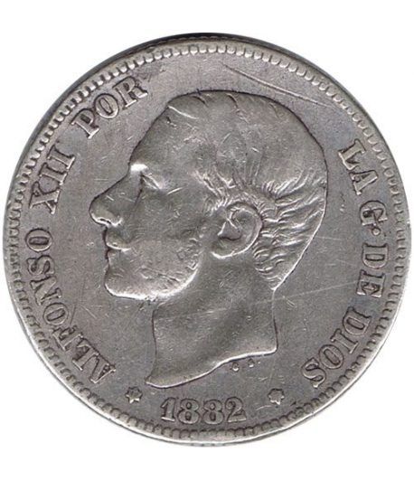 2 Pesetas Plata 1882 *82 Alfonso XII MS M.