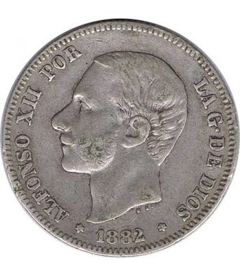 2 Pesetas Plata 1882 *82 Alfonso XII MS M.