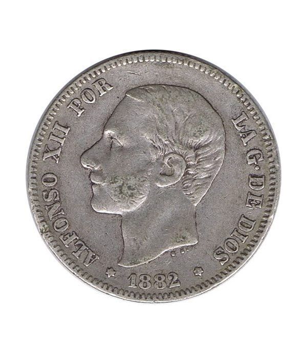 2 Pesetas Plata 1882 *82 Alfonso XII MS M.