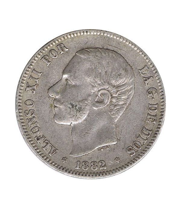 2 Pesetas Plata 1882 *82 Alfonso XII MS M.