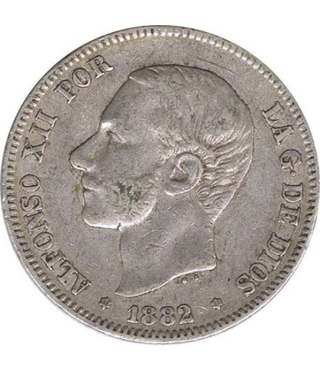 2 Pesetas Plata 1882 *82 Alfonso XII MS M.