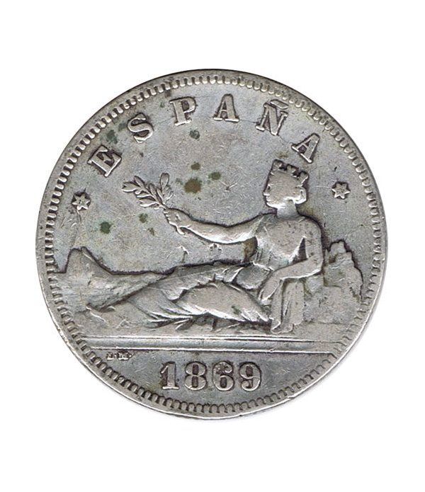 2 Pesetas Plata 1869 *69 Gobierno Provisional.