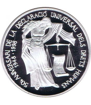 Moneda de plata 10 Diners Andorra 1998 Derechos Humanos.