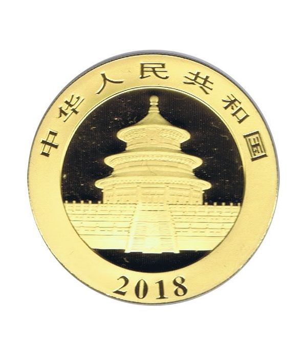Moneda onza de plata color 10y. China Oso Panda 2018 Dorada  - 4