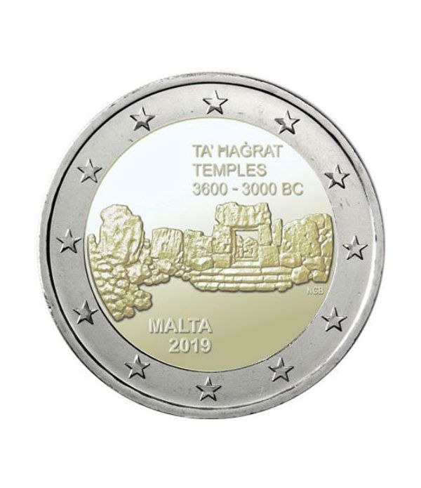 moneda conmemorativa 2 euros Malta 2019 Templos Hagrat.