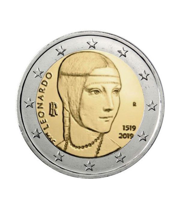 moneda conmemorativa 2 euros Italia 2019 Da Vinci.