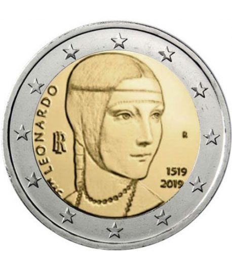 moneda conmemorativa 2 euros Italia 2019 Da Vinci.