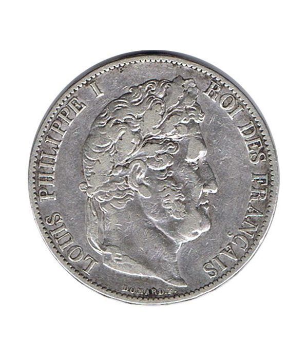 Moneda de plata 5 Francos Francia 1846 A Felipe I.