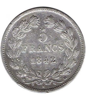 Moneda de plata 5 Francos Francia 1842 BB Felipe I.