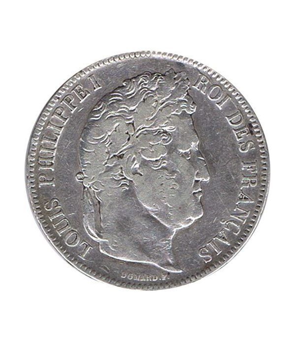 Moneda de plata 5 Francos Francia 1842 BB Felipe I.