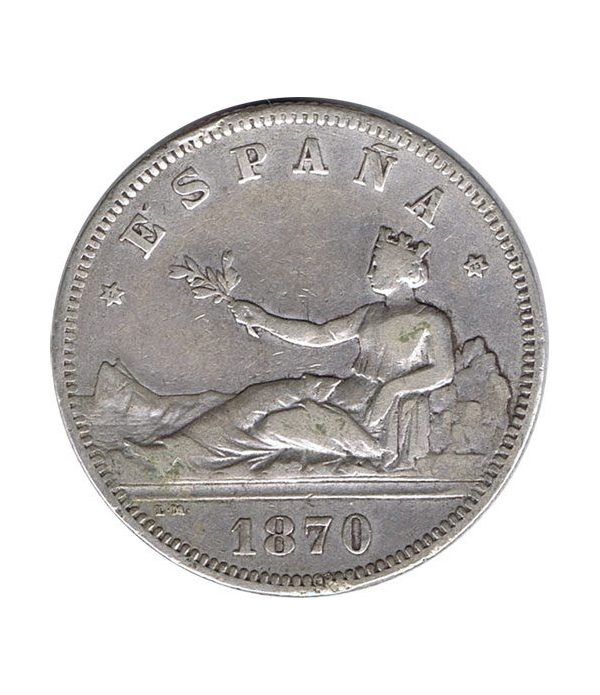 2 Pesetas Plata 1870 *73 Gobierno Provisional. 2