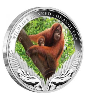 Moneda onza de plata 1$ Tuvalu Orangutan 2011.