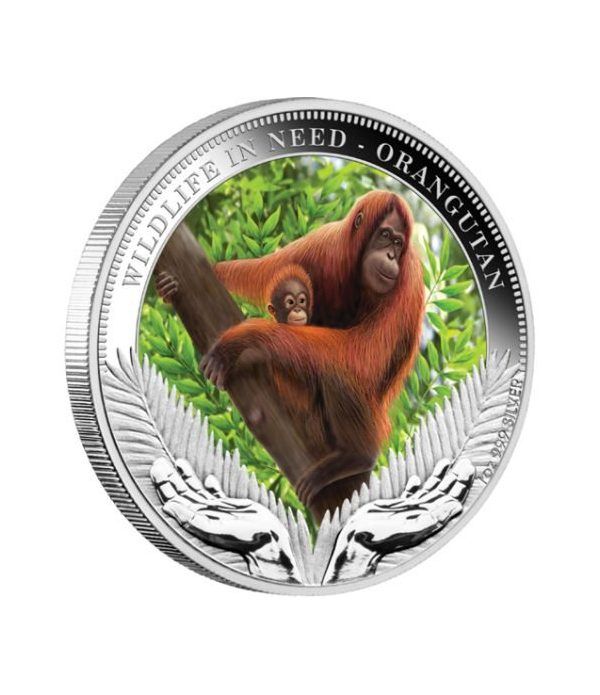 Moneda onza de plata 1$ Tuvalu Orangutan 2011.