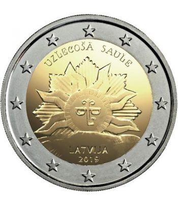 moneda conmemorativa 2 euros Letonia 2019 Sol Naciente.