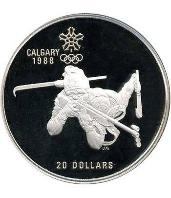 Moneda de plata 20$ Canada 1986. Calgary 1988. Biathlon.  - 1