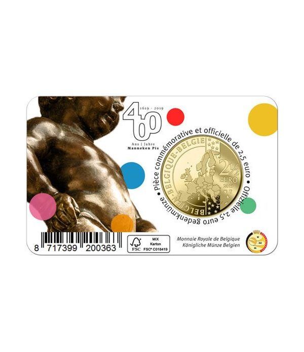moneda Belgica 2.5 Euros 2019 400 años del Manneken Pis  - 6