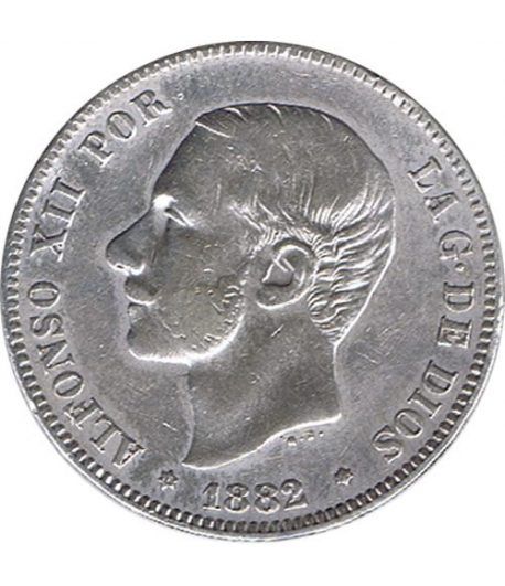 2 Pesetas Plata 1882 *82 Alfonso XII MS M.