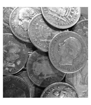 Lote 10 monedas 2 pesetas de plata. Inversión.