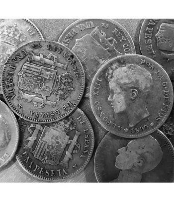 Lote 10 monedas 1 peseta de plata. Inversión.  - 2