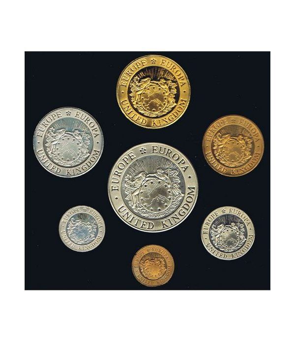 Estuche monedas Inglaterra 1992 ECU Piedfort Proof. 7 monedas.  - 4