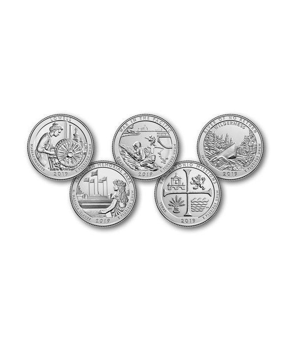 E.E.U.U. 1/4$ 2019 Parques Nacionales (5 monedas) ceca D.