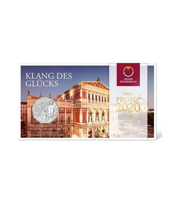 moneda Austria 5 Euros 2020 Año Nuevo. Música. Plata.