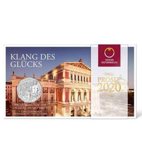 moneda Austria 5 Euros 2020 Año Nuevo. Música. Plata.