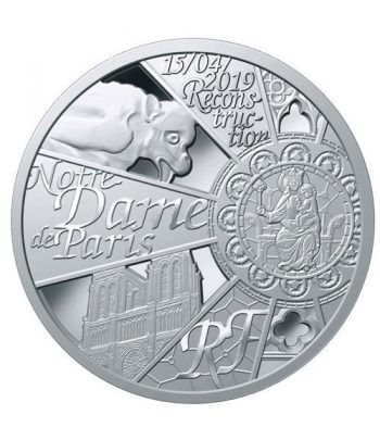 Francia 10 € 2019 Reconstrucción Notre-Dame. Plata.