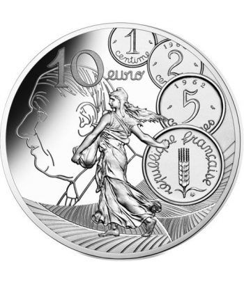 Moneda de plata de Francia año 2020 10 euros La Semeuse.