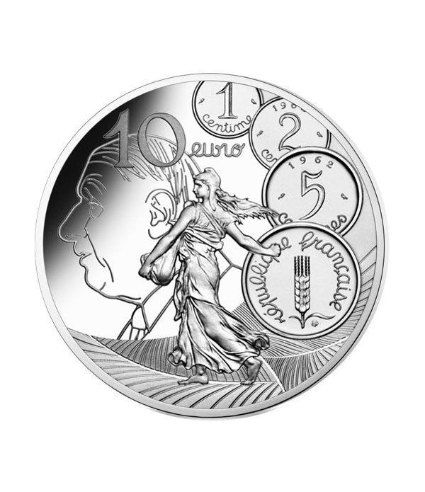 Moneda de plata de Francia año 2020 10 euros La Semeuse.