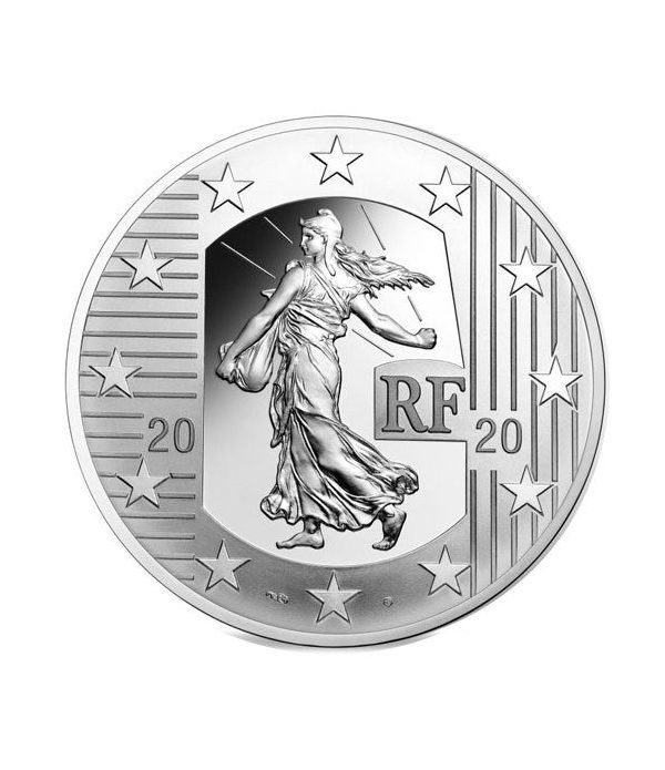 Moneda de plata de Francia año 2020 10 euros La Semeuse.