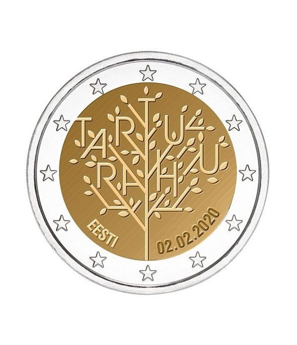 moneda conmemorativa 2 euros Estonia 2020 Tratado Paz Tartu.  - 2