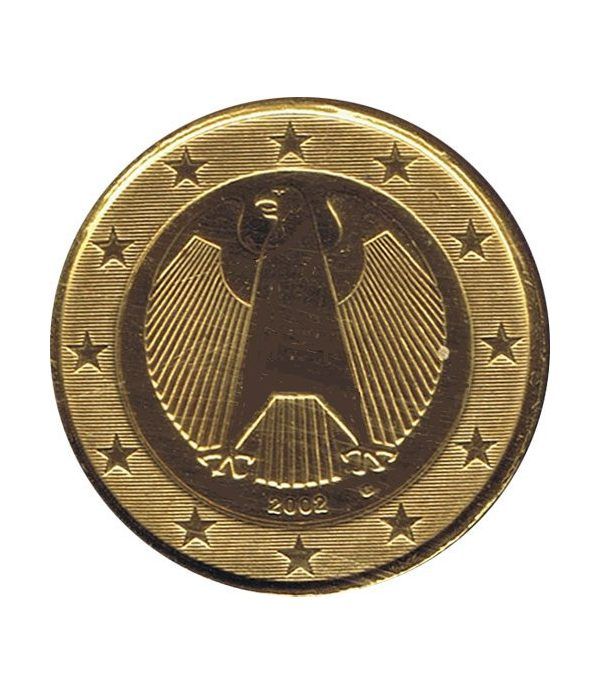 Moneda de 1 euro de Alemania 2002 G. SC. Chapada oro  - 2