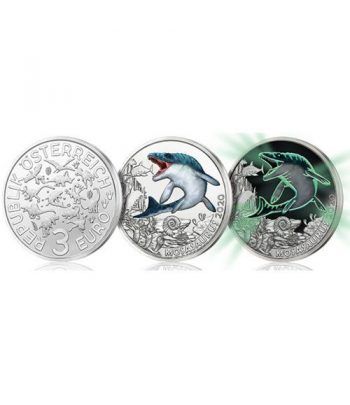 moneda Austria 3 Euros 2020 Mosasauro Dino-Taler.